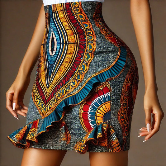 Vibrant Curve Ankara Skirt