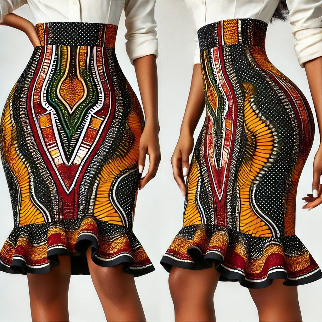 Vibrant Curve Step Ankara Skirt