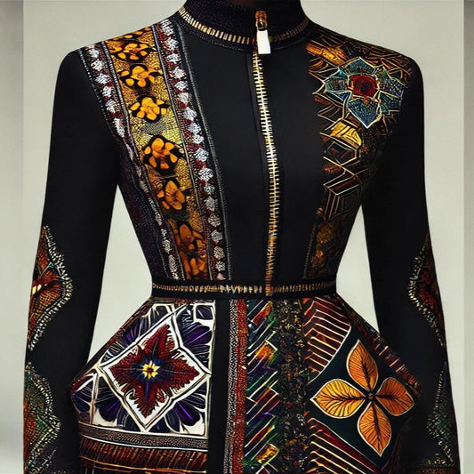 Classy Dress with Ankara Accent and Bead Work