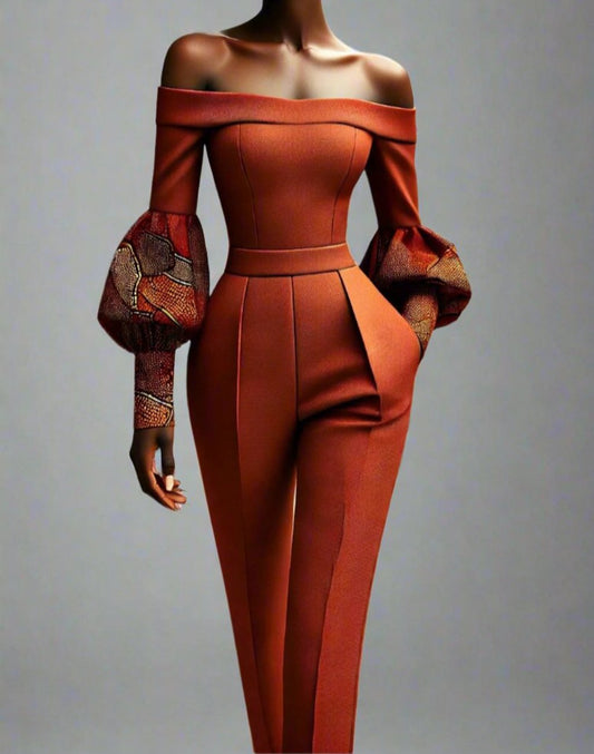 Corporate Jumpsuit with Ankara Accents