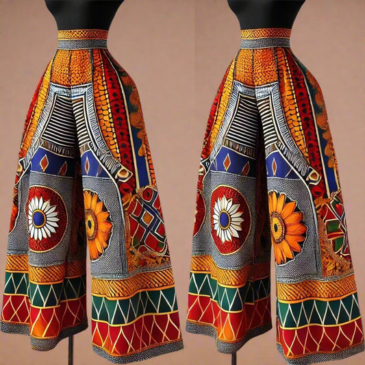 Sazi High-Waisted Ankara Palazzo Pants