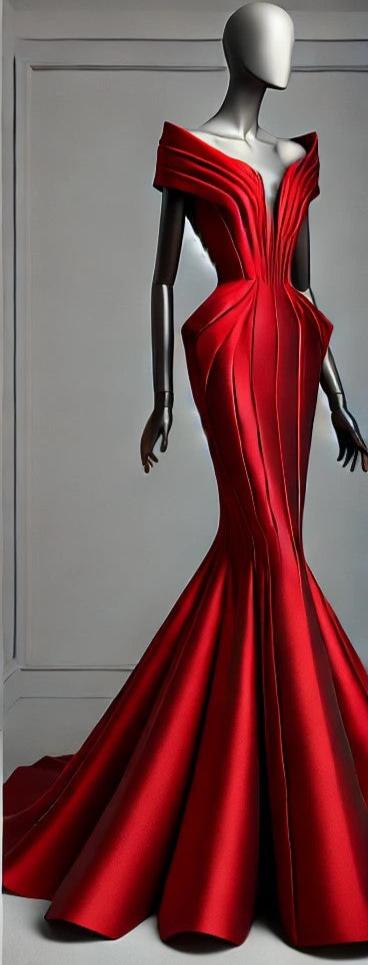 Luxury Red Mikado Silk Dinner Dress