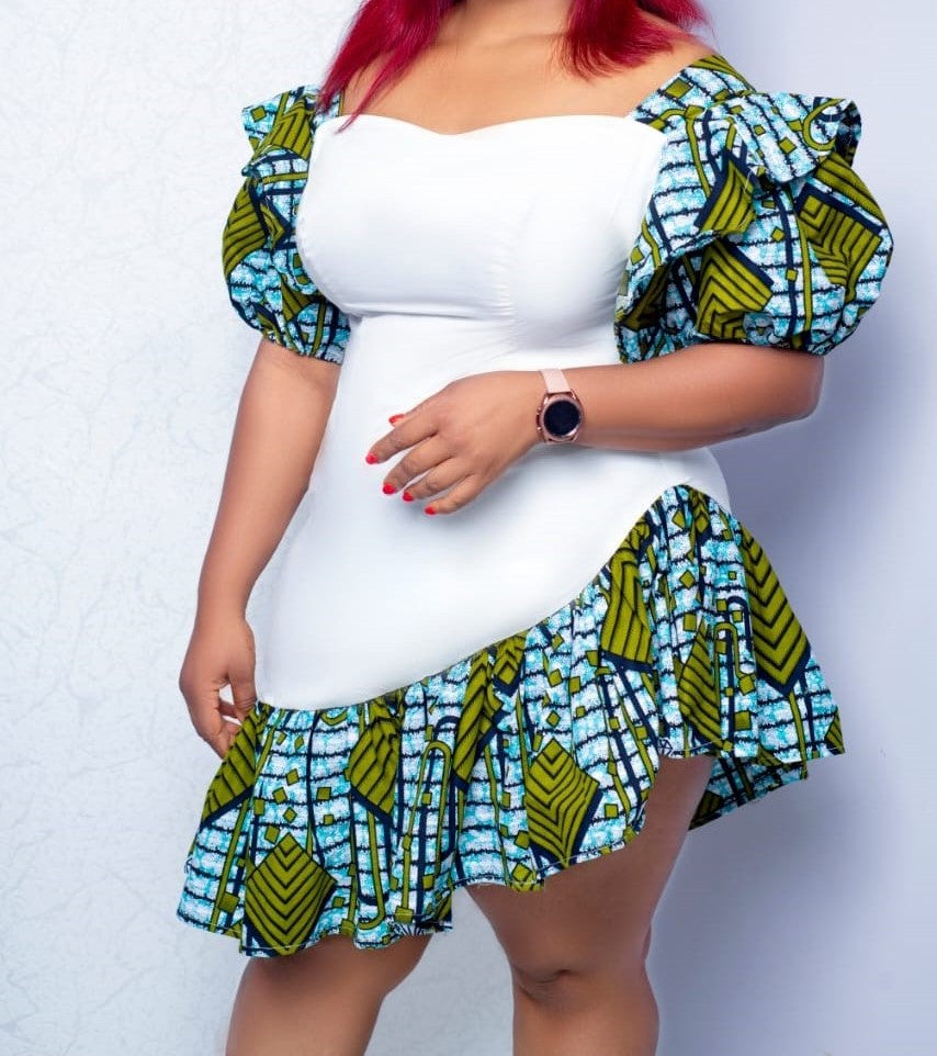 Short Casual Ankara Combo Dress