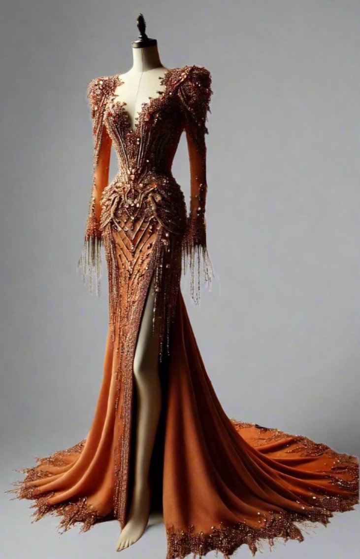 Exquisite Orange Lace Ball Gown